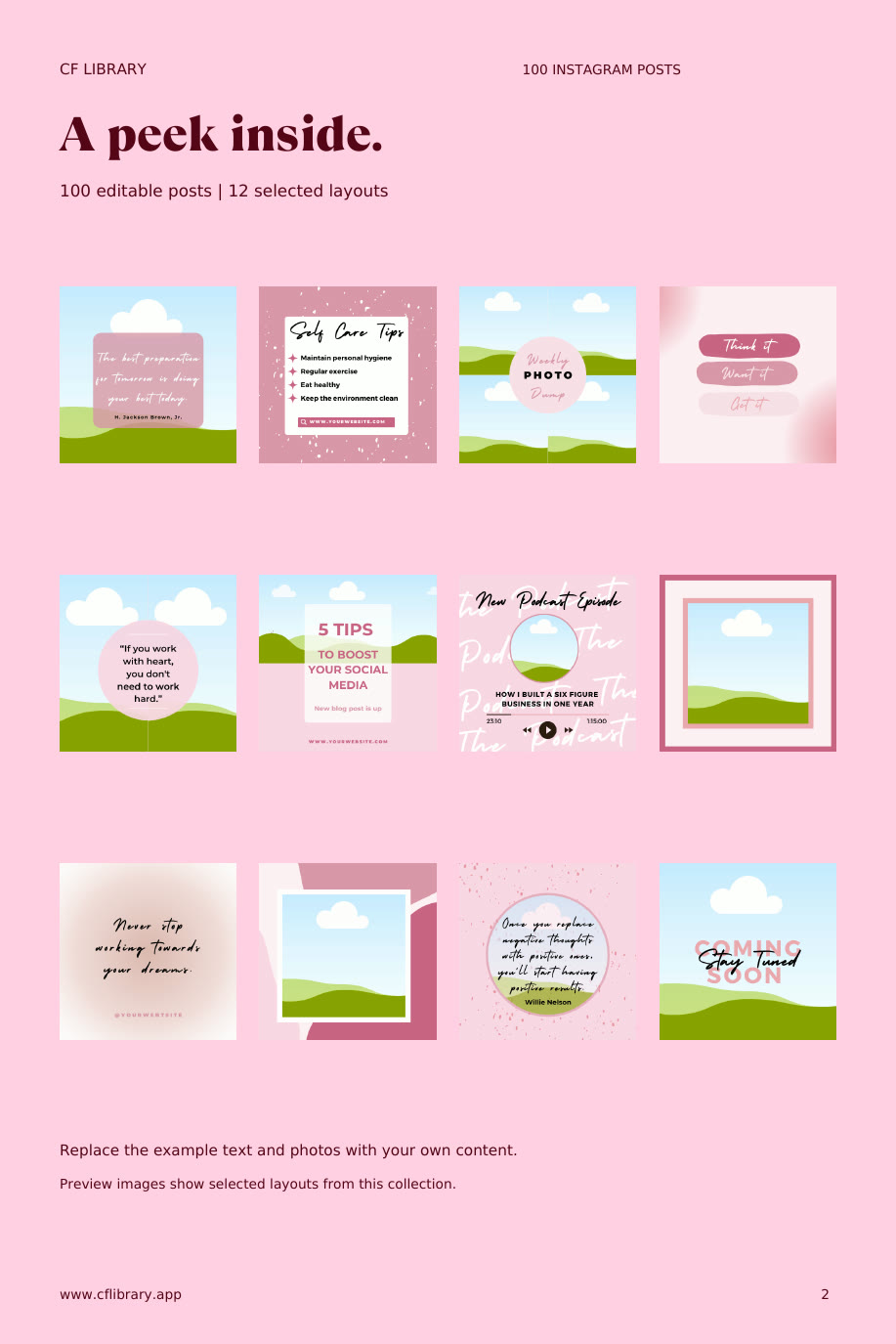 Preview 1 of 100 Instagram Post Templates