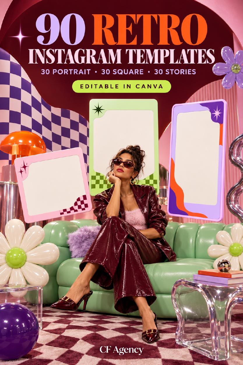 Cover artwork for 90 Retro Instagram Templates